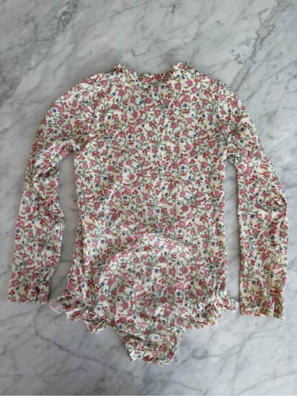 Olivier London Floral Long-Sleeve One-Piece Swimsuit - Pink/Green Floral - Picture 2 of 3